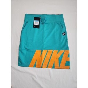 Nike Girls Green/orange Nike Air Logo Print, Pockets Skirt Sz M NWT